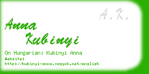 anna kubinyi business card